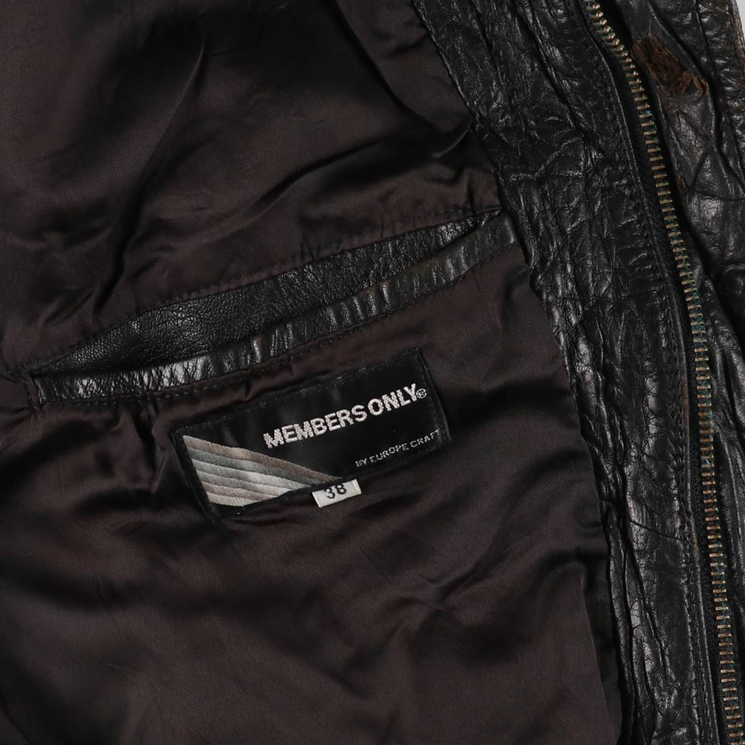 MEMBERS ONLY Men's Leather Blouson, Size M, Vintage genuine leather black type Vintage Second Hand