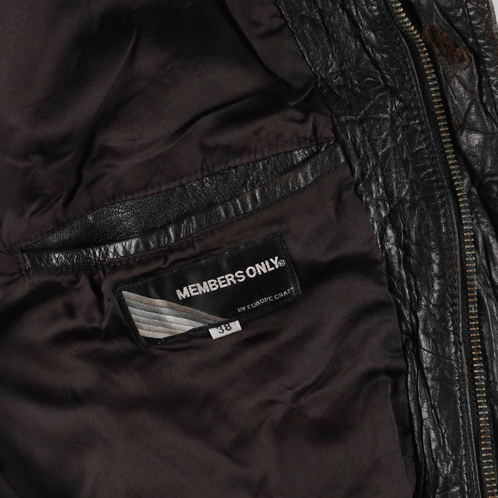 MEMBERS ONLY Men's Leather Blouson, Size M, Vintage genuine leather black type Vintage Second Hand