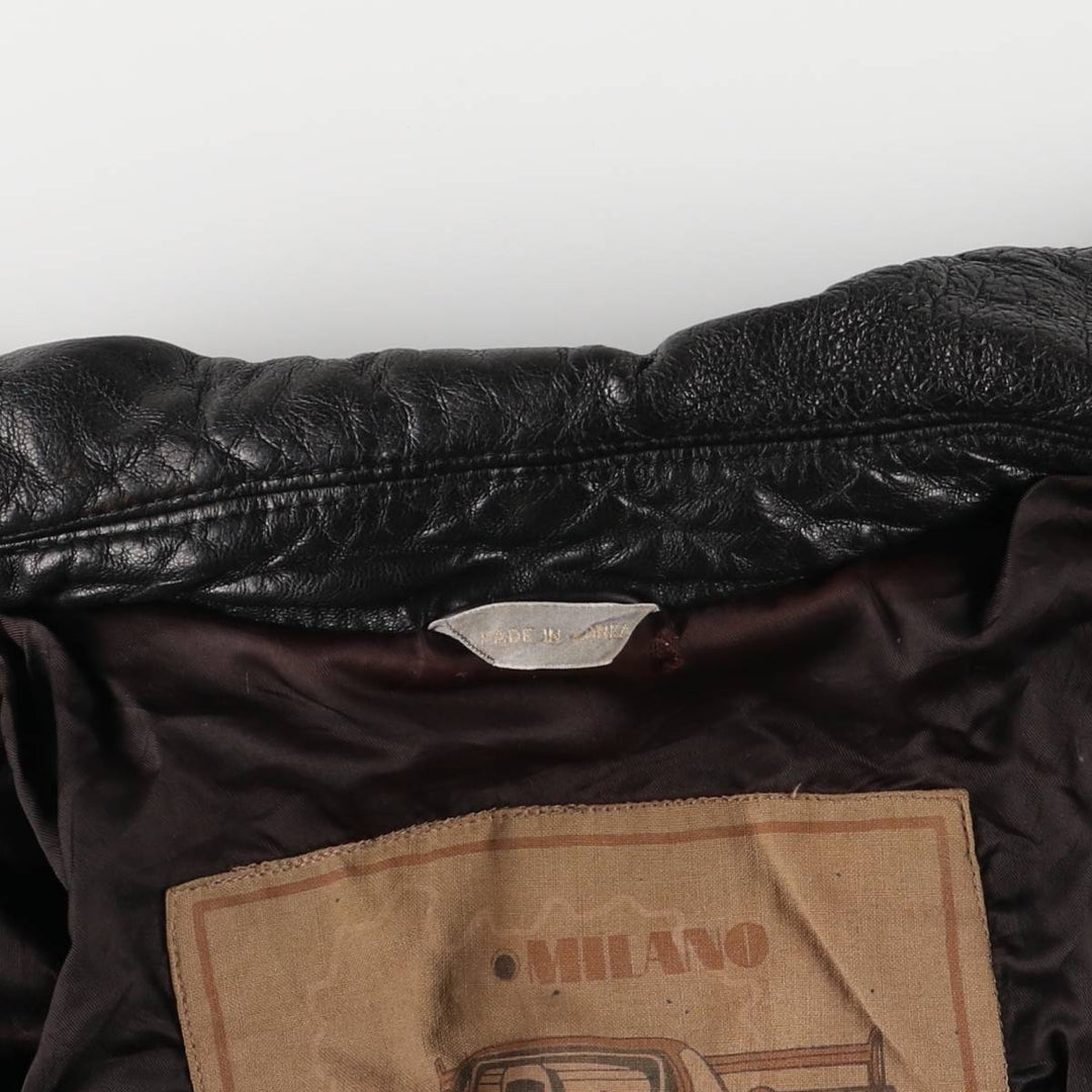 MEMBERS ONLY Men's Leather Blouson, Size M, Vintage genuine leather black type Vintage Second Hand