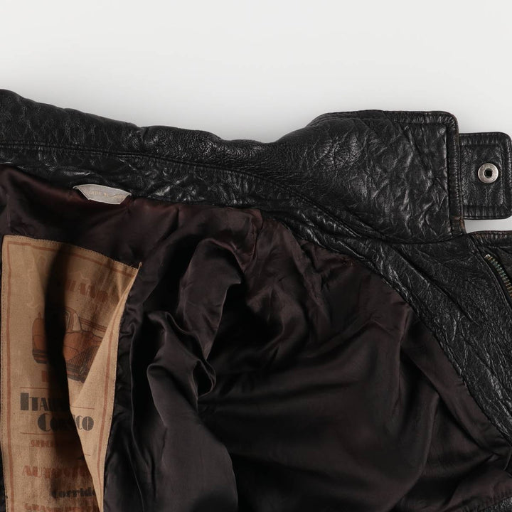 MEMBERS ONLY Men's Leather Blouson, Size M, Vintage genuine leather black type Vintage Second Hand