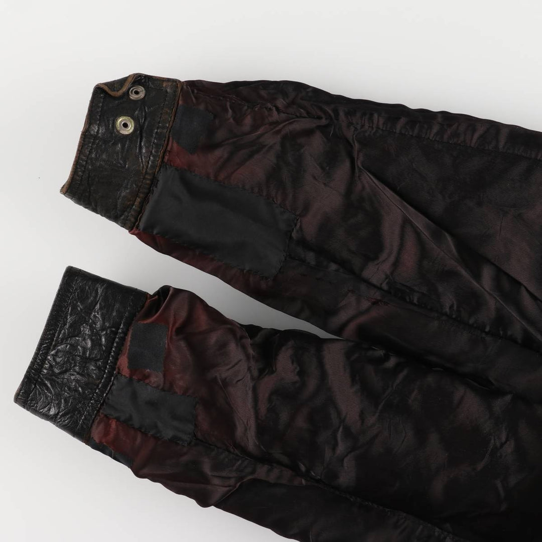 MEMBERS ONLY Men's Leather Blouson, Size M, Vintage genuine leather black type Vintage Second Hand
