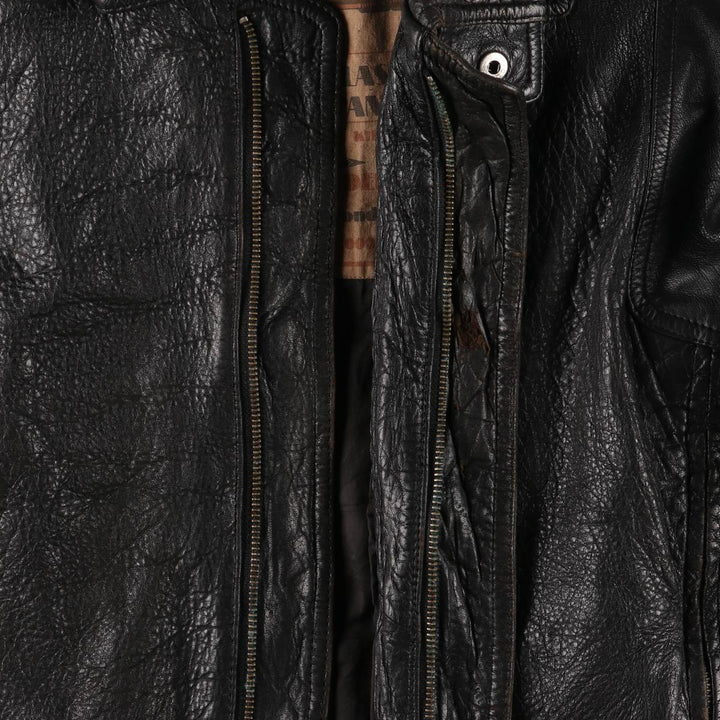 MEMBERS ONLY Men's Leather Blouson, Size M, Vintage genuine leather black type Vintage Second Hand