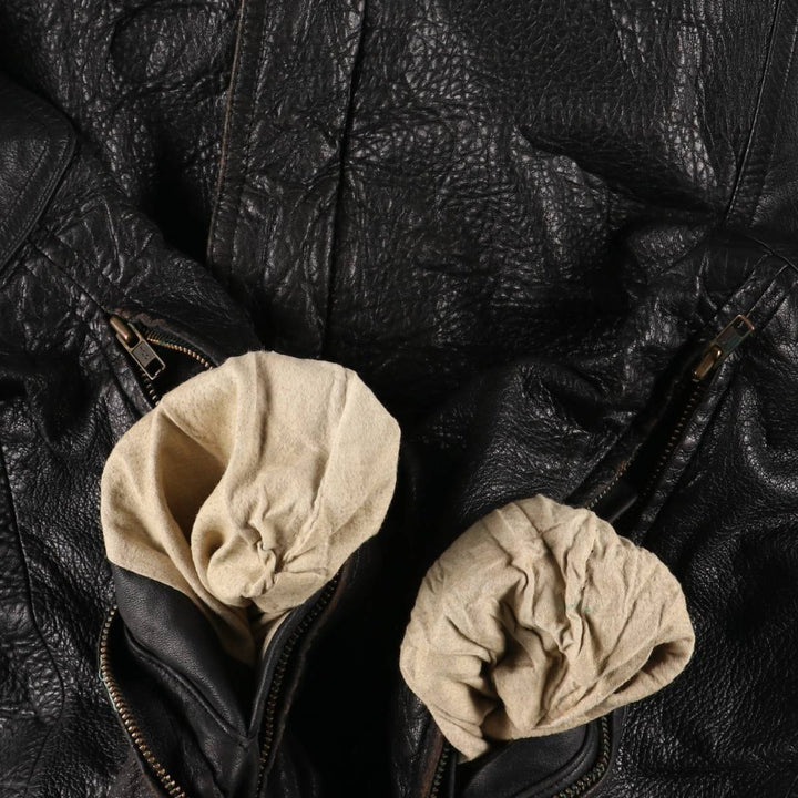 MEMBERS ONLY Men's Leather Blouson, Size M, Vintage genuine leather black type Vintage Second Hand