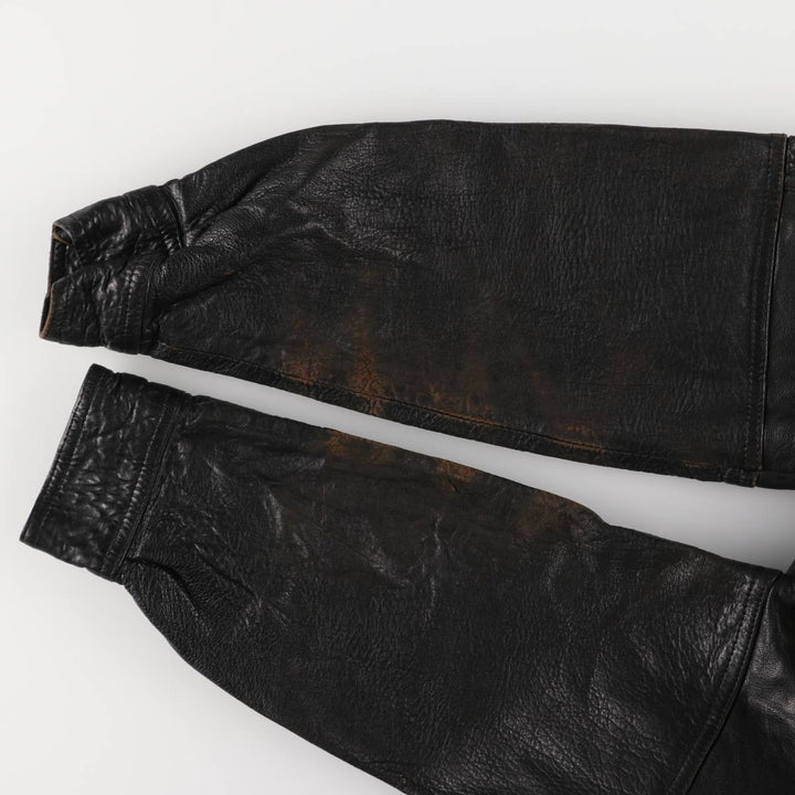 MEMBERS ONLY Men's Leather Blouson, Size M, Vintage genuine leather black type Vintage Second Hand