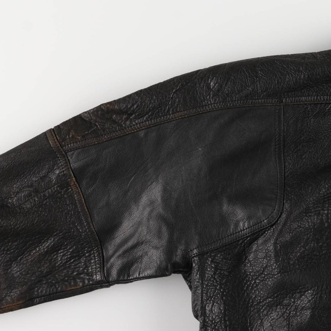 MEMBERS ONLY Men's Leather Blouson, Size M, Vintage genuine leather black type Vintage Second Hand