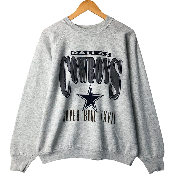 90'S Fruit of the Loom NFL Dallas Cowboys Print Sweatshirt, Made in USA cotton gray type Vintage Second Hand