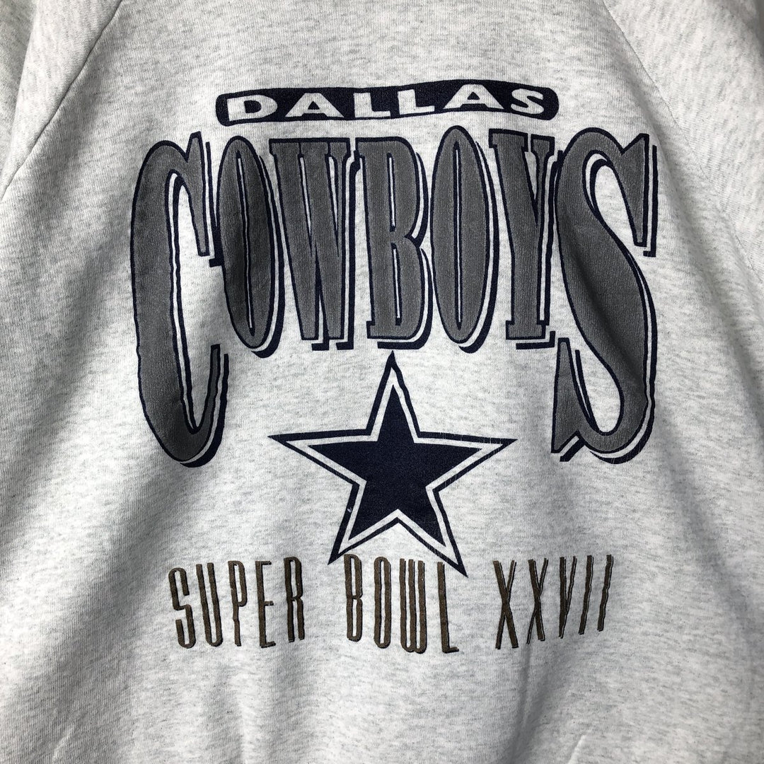 90'S Fruit of the Loom NFL Dallas Cowboys Print Sweatshirt, Made in USA cotton gray type Vintage Second Hand