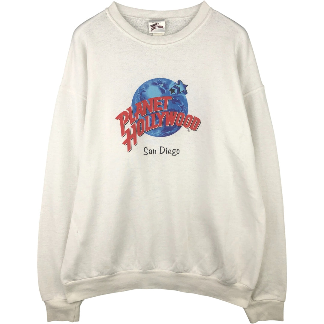 PLANET HOLLYWOOD Advertising Sweatshirt, Made in USA, Men's Size L cotton white type Vintage Second Hand
