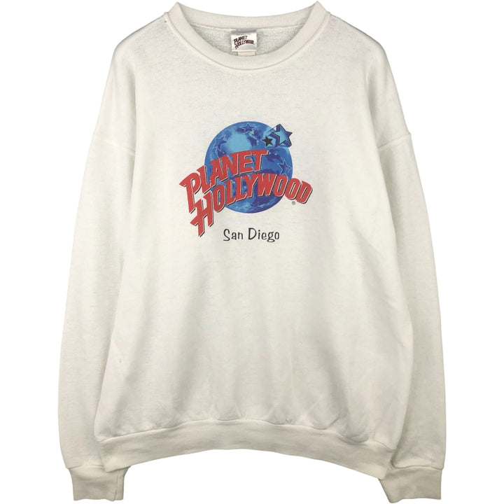 PLANET HOLLYWOOD Advertising Sweatshirt, Made in USA, Men's Size L cotton white type Vintage Second Hand