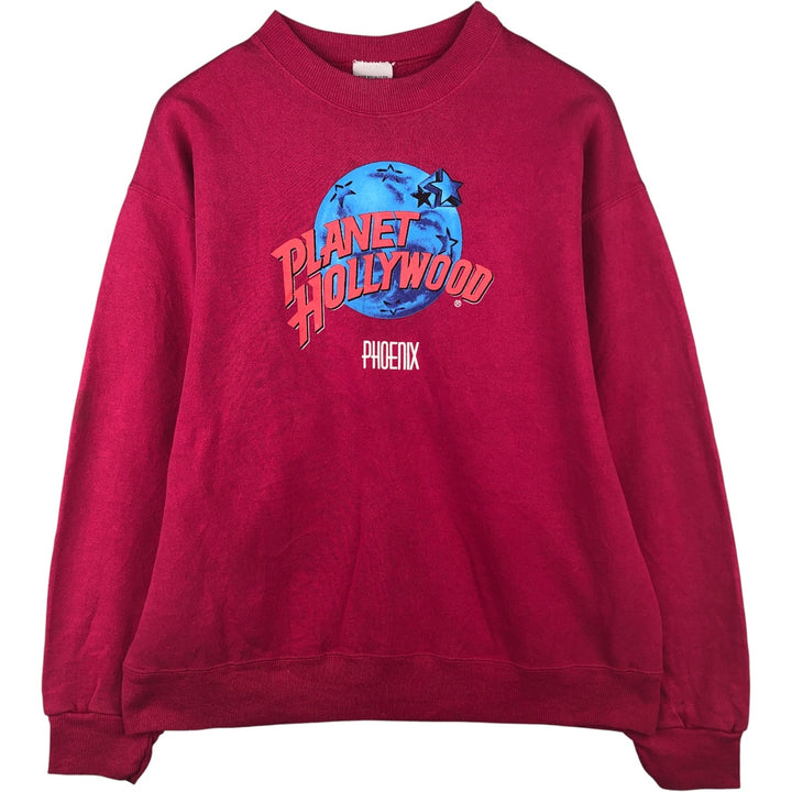 90'S Planet Hollywood Advertising Sweatshirt, Made in USA, Men's XL unclear pink type Vintage Second Hand