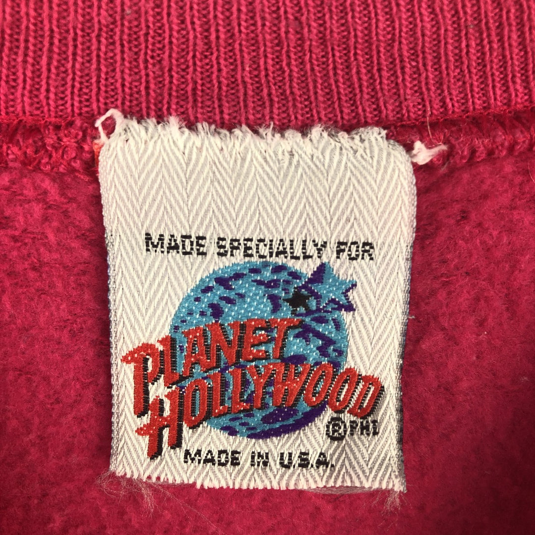 90'S Planet Hollywood Advertising Sweatshirt, Made in USA, Men's XL unclear pink type Vintage Second Hand