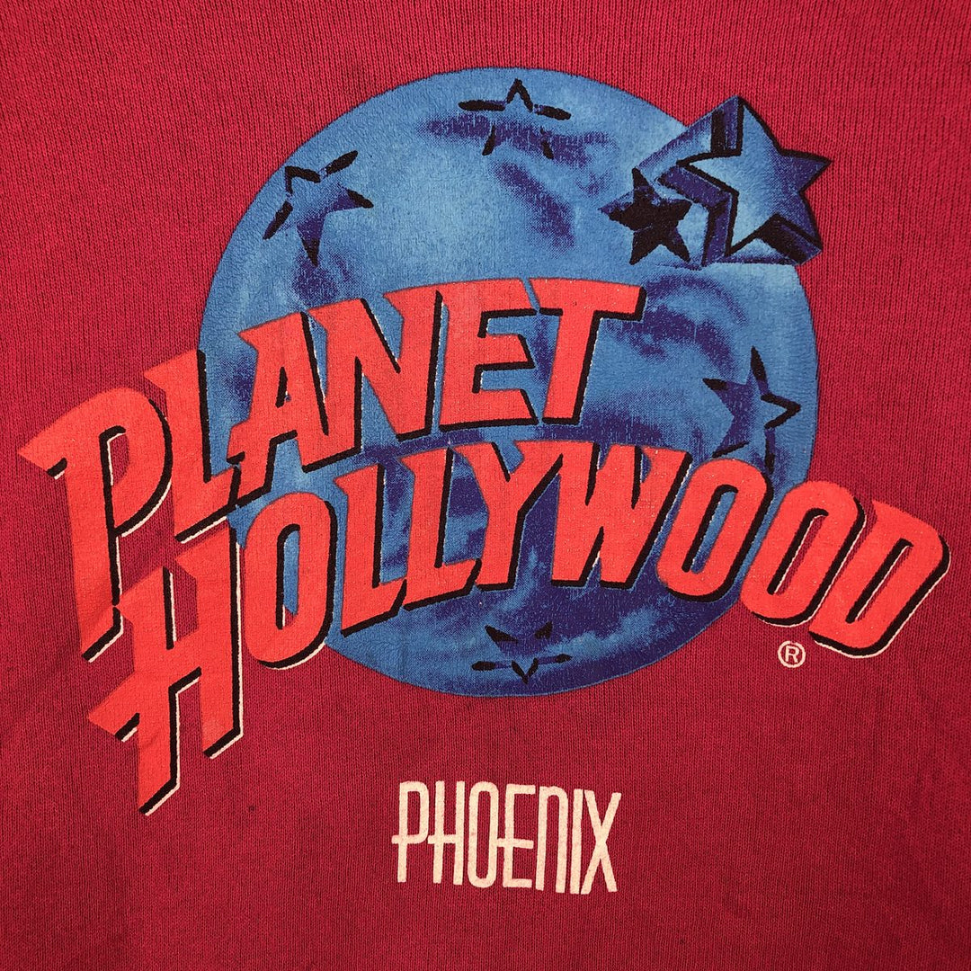 90'S Planet Hollywood Advertising Sweatshirt, Made in USA, Men's XL unclear pink type Vintage Second Hand