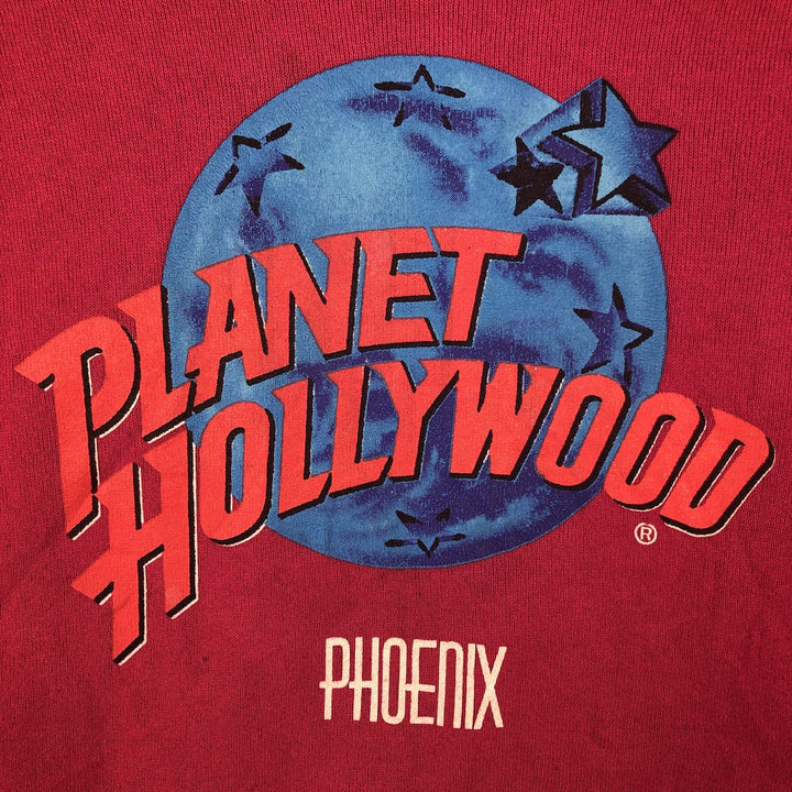 90'S Planet Hollywood Advertising Sweatshirt, Made in USA, Men's XL unclear pink type Vintage Second Hand
