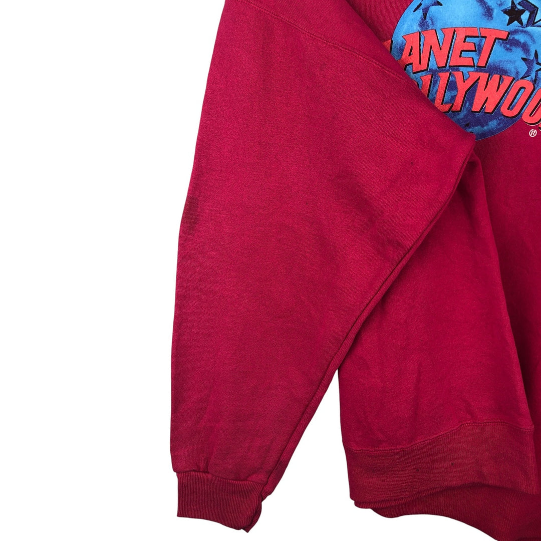 90'S Planet Hollywood Advertising Sweatshirt, Made in USA, Men's XL unclear pink type Vintage Second Hand