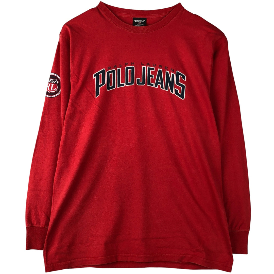Vintage 90'S Ralph Lauren Polo Jeans Company long-sleeved T-shirt, men's size XL cotton red type Vintage Second Hand