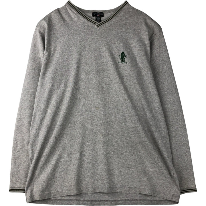 Ralph Lauren Polo Jeans Company V-neck long-sleeved T-shirt, men's size XL cotton gray type Vintage Second Hand