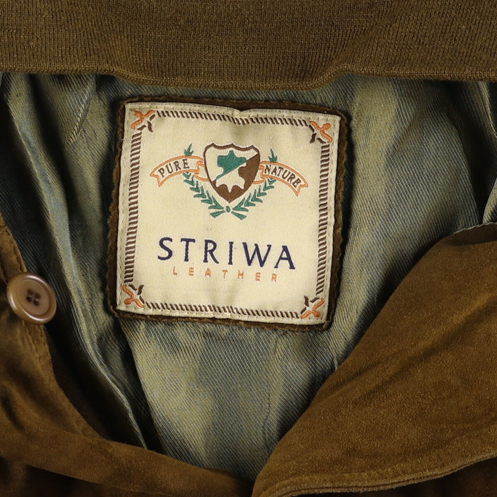 STRIWA Suede Leather Jacket, Men's Size XL Genuine Leather Suede Leather brown type Vintage Second Hand