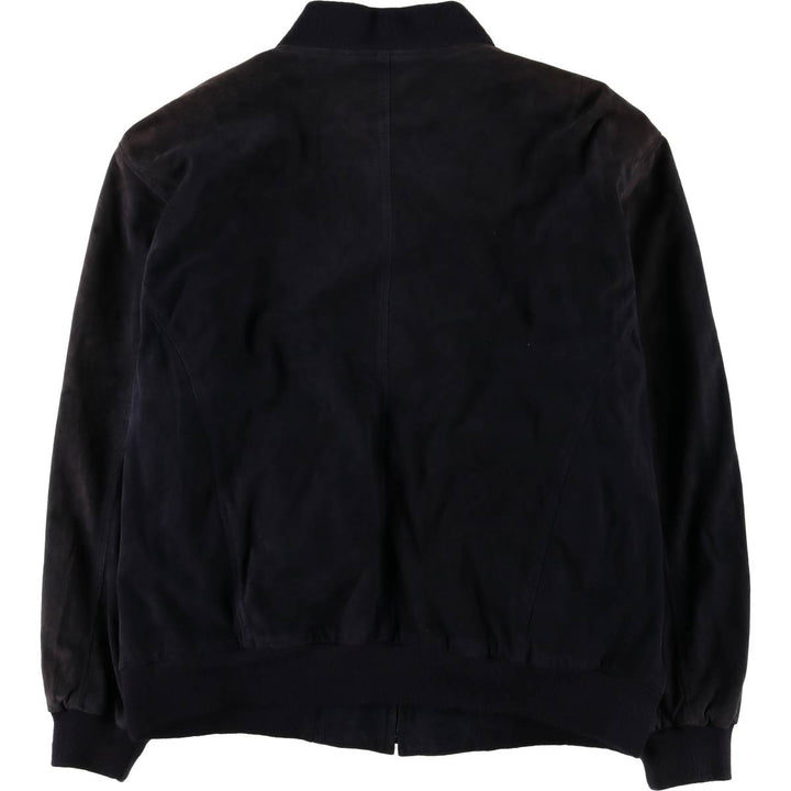 Oversized S and A suede leather jacket, men's size XXXL Genuine Leather Suede Leather navy blue type Vintage Second Hand