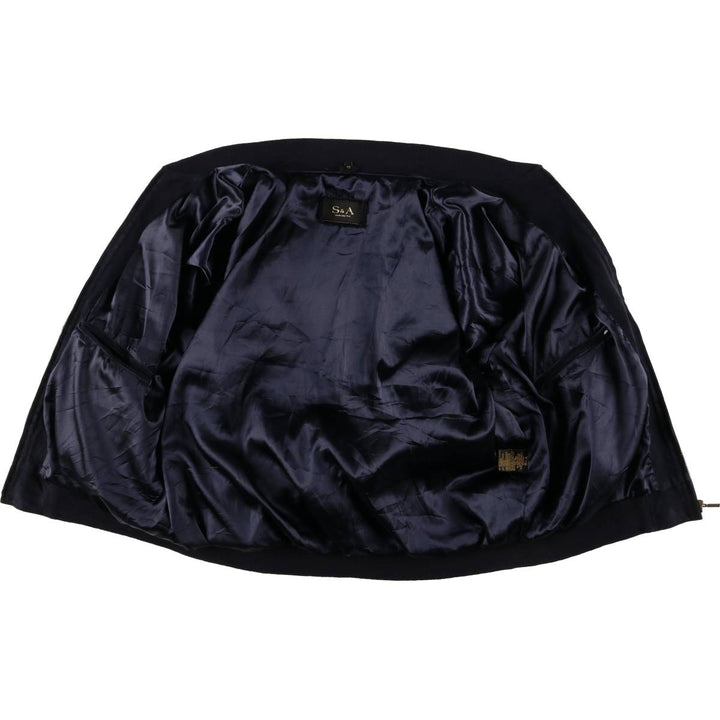 Oversized S and A suede leather jacket, men's size XXXL Genuine Leather Suede Leather navy blue type Vintage Second Hand