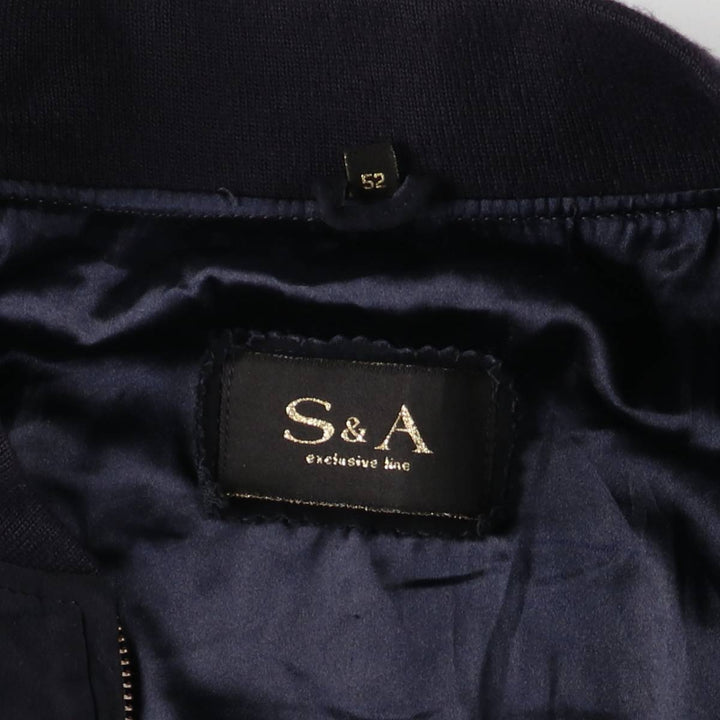 Oversized S and A suede leather jacket, men's size XXXL Genuine Leather Suede Leather navy blue type Vintage Second Hand