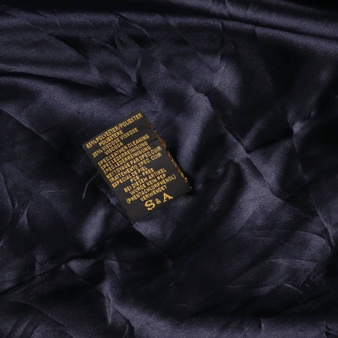 Oversized S and A suede leather jacket, men's size XXXL Genuine Leather Suede Leather navy blue type Vintage Second Hand