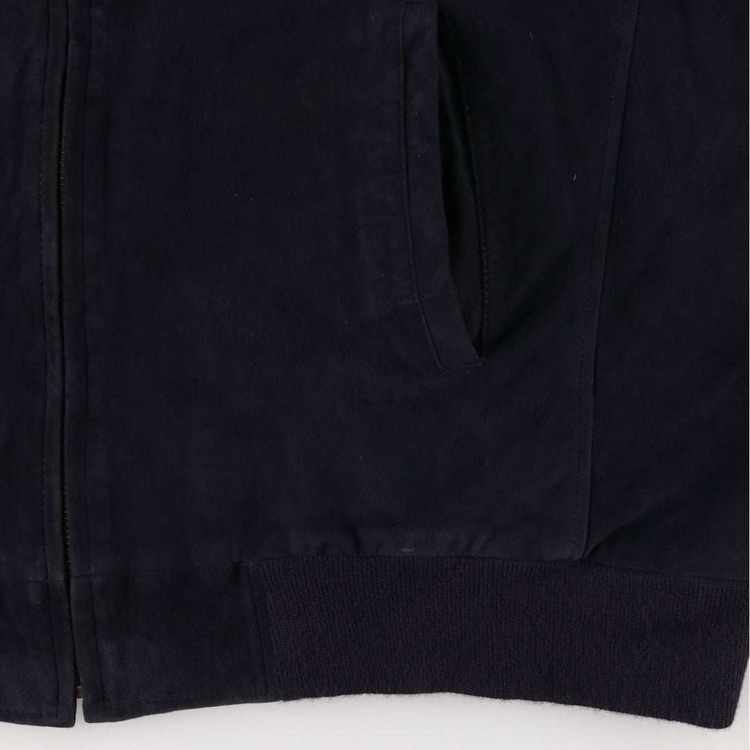 Oversized S and A suede leather jacket, men's size XXXL Genuine Leather Suede Leather navy blue type Vintage Second Hand