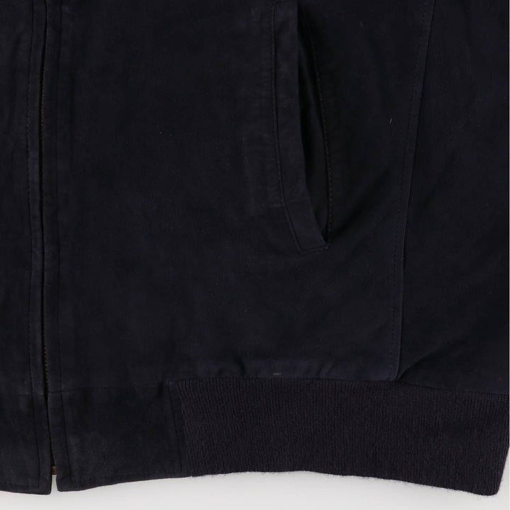 Oversized S and A suede leather jacket, men's size XXXL Genuine Leather Suede Leather navy blue type Vintage Second Hand