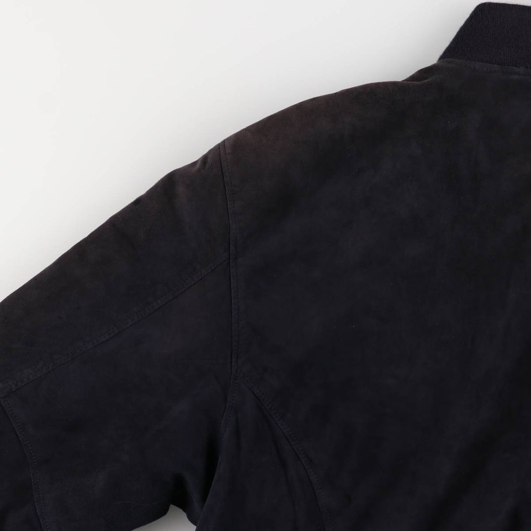 Oversized S and A suede leather jacket, men's size XXXL Genuine Leather Suede Leather navy blue type Vintage Second Hand