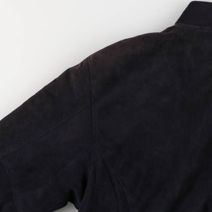 Oversized S and A suede leather jacket, men's size XXXL Genuine Leather Suede Leather navy blue type Vintage Second Hand