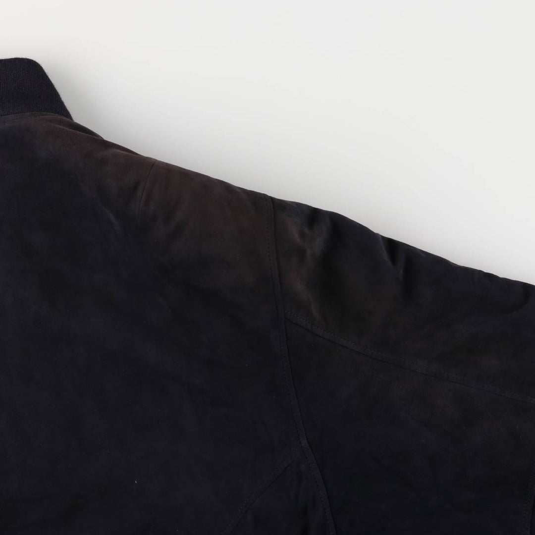 Oversized S and A suede leather jacket, men's size XXXL Genuine Leather Suede Leather navy blue type Vintage Second Hand