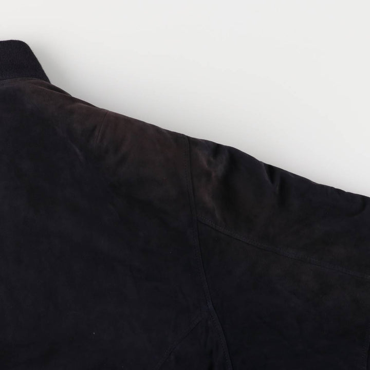 Oversized S and A suede leather jacket, men's size XXXL Genuine Leather Suede Leather navy blue type Vintage Second Hand