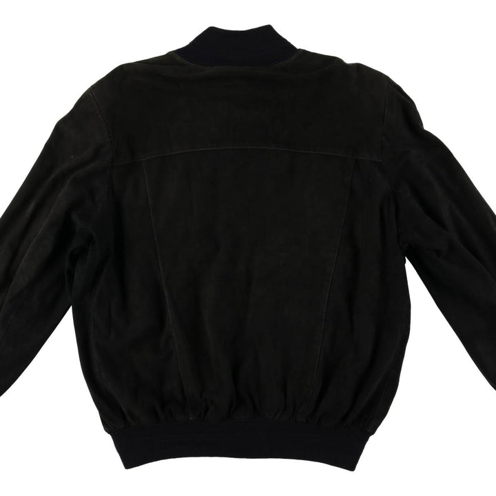 Stand-up collar suede leather blouson, men's size L unclear black type Vintage Second Hand