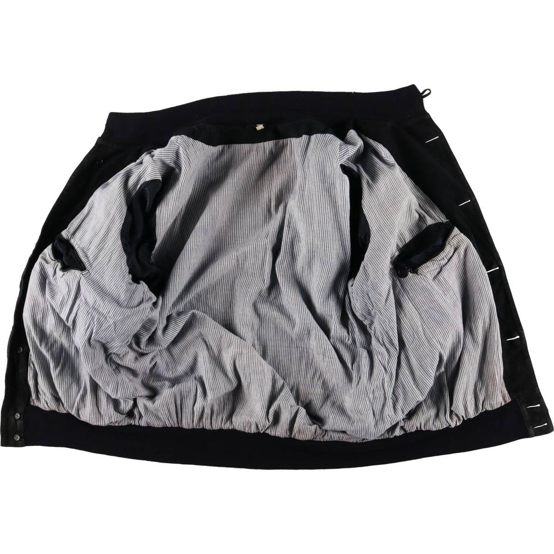 Stand-up collar suede leather blouson, men's size L unclear black type Vintage Second Hand