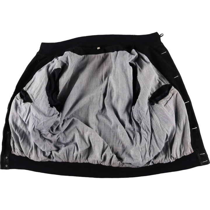 Stand-up collar suede leather blouson, men's size L unclear black type Vintage Second Hand