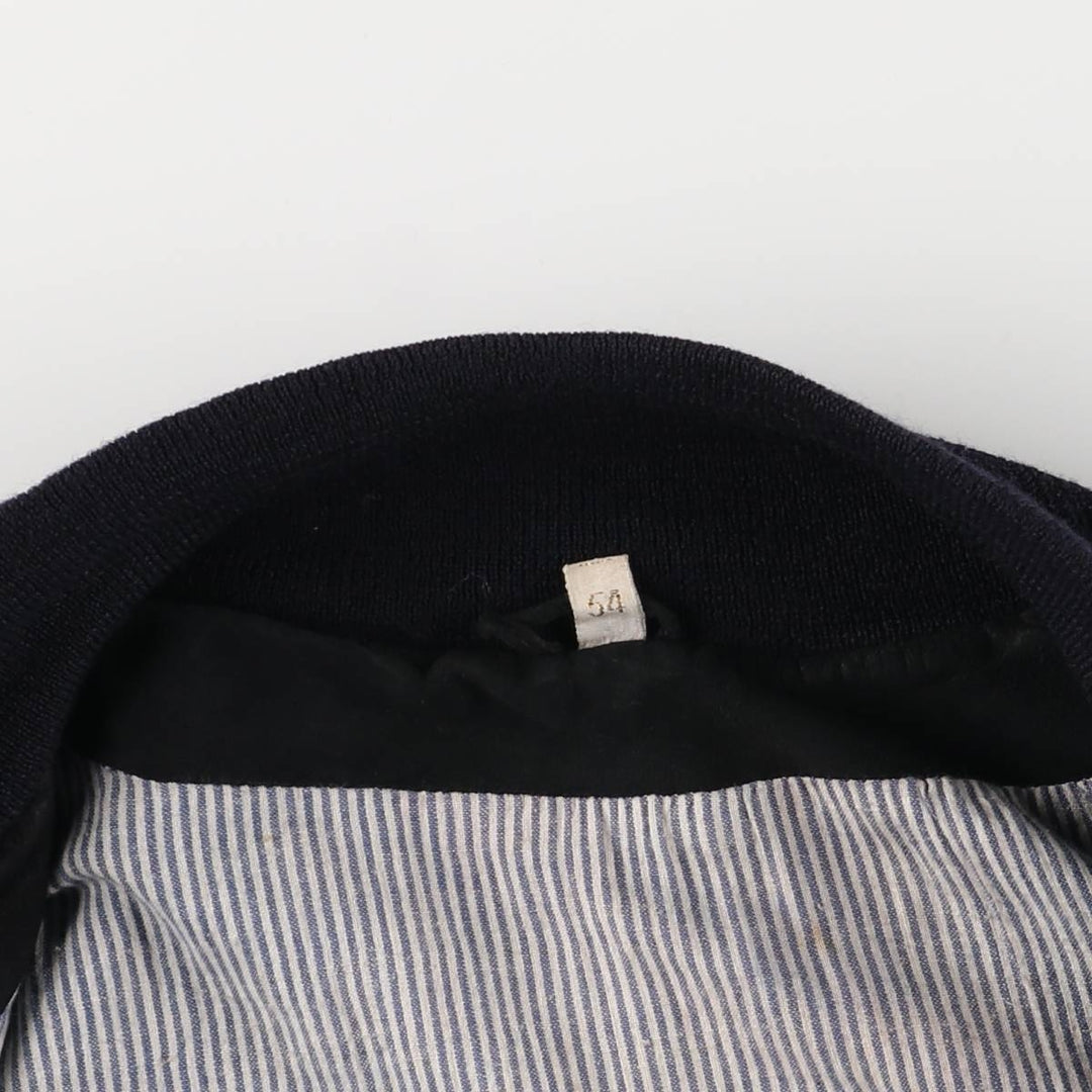 Stand-up collar suede leather blouson, men's size L unclear black type Vintage Second Hand