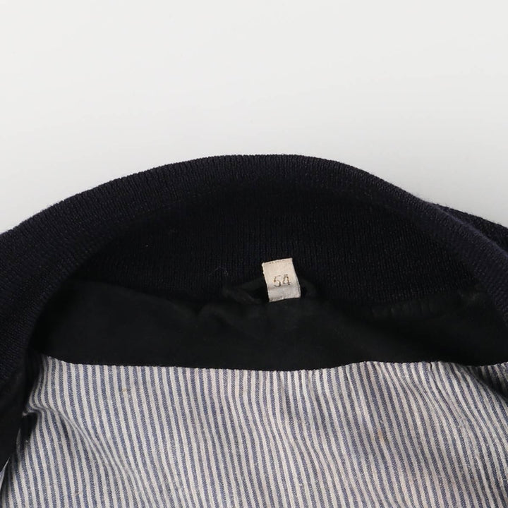 Stand-up collar suede leather blouson, men's size L unclear black type Vintage Second Hand