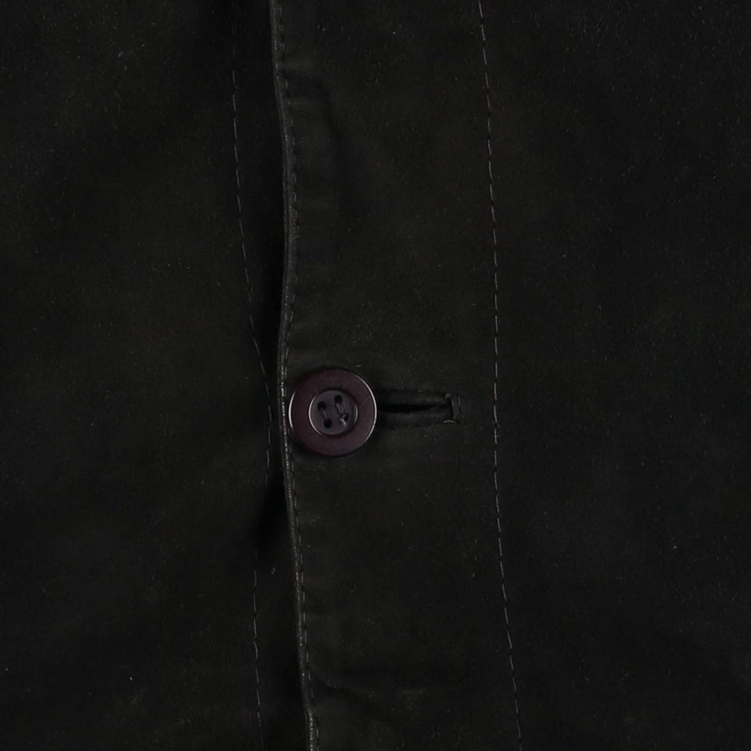 Stand-up collar suede leather blouson, men's size L unclear black type Vintage Second Hand