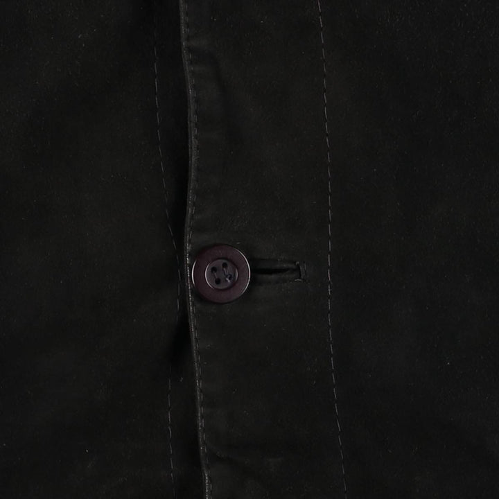 Stand-up collar suede leather blouson, men's size L unclear black type Vintage Second Hand