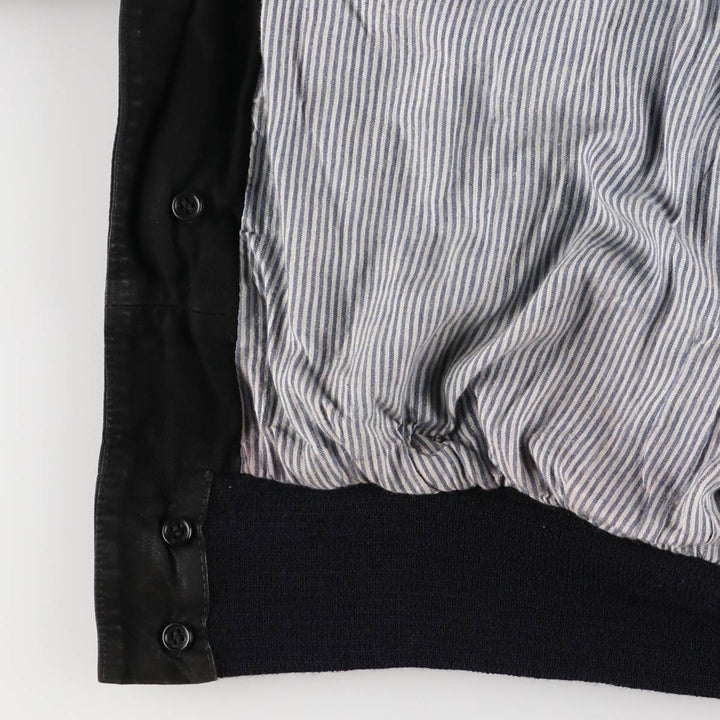 Stand-up collar suede leather blouson, men's size L unclear black type Vintage Second Hand