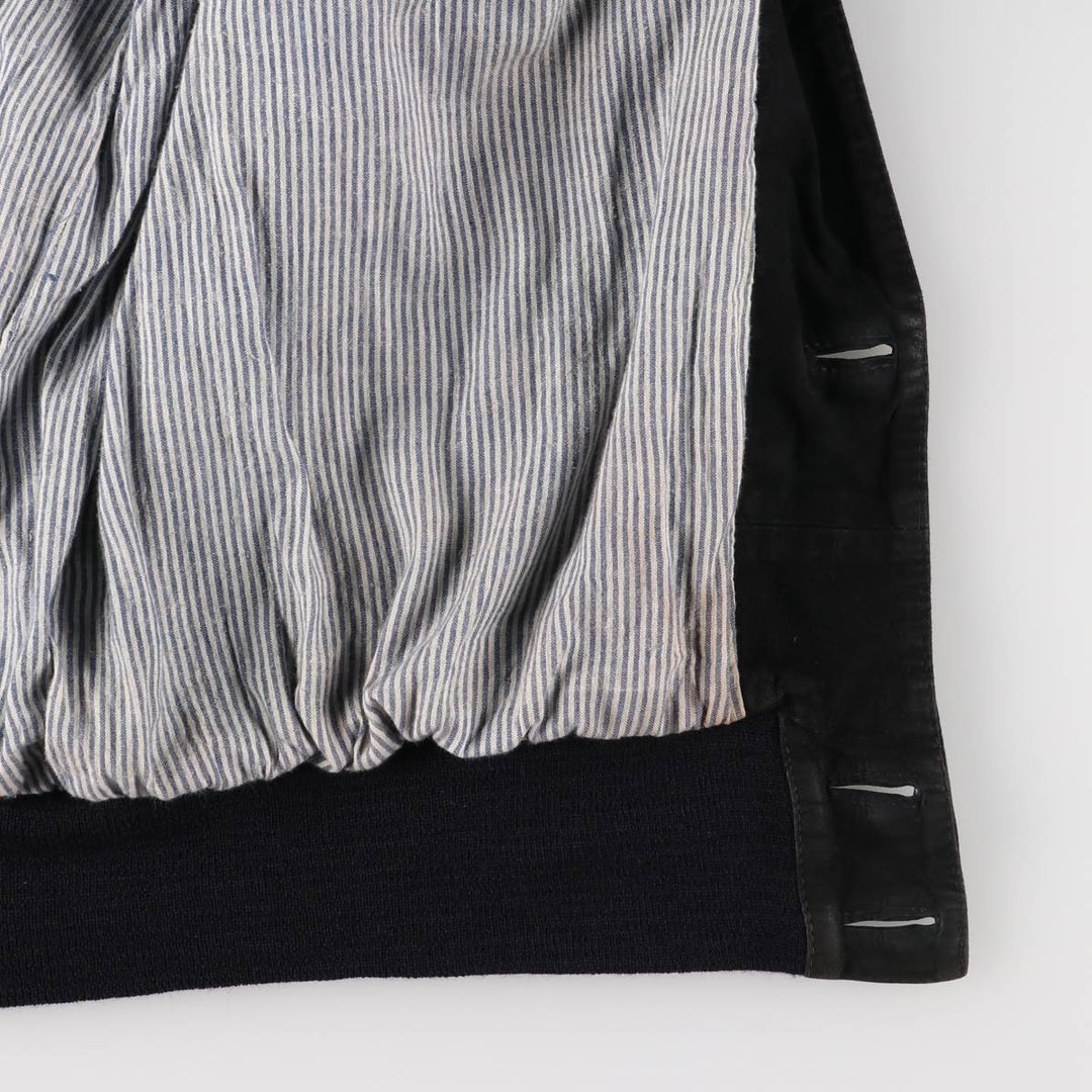 Stand-up collar suede leather blouson, men's size L unclear black type Vintage Second Hand