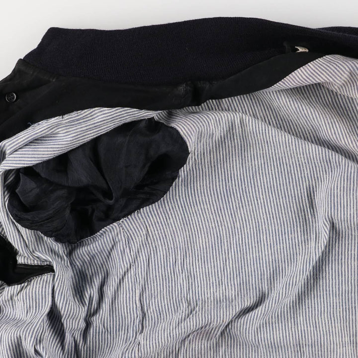 Stand-up collar suede leather blouson, men's size L unclear black type Vintage Second Hand