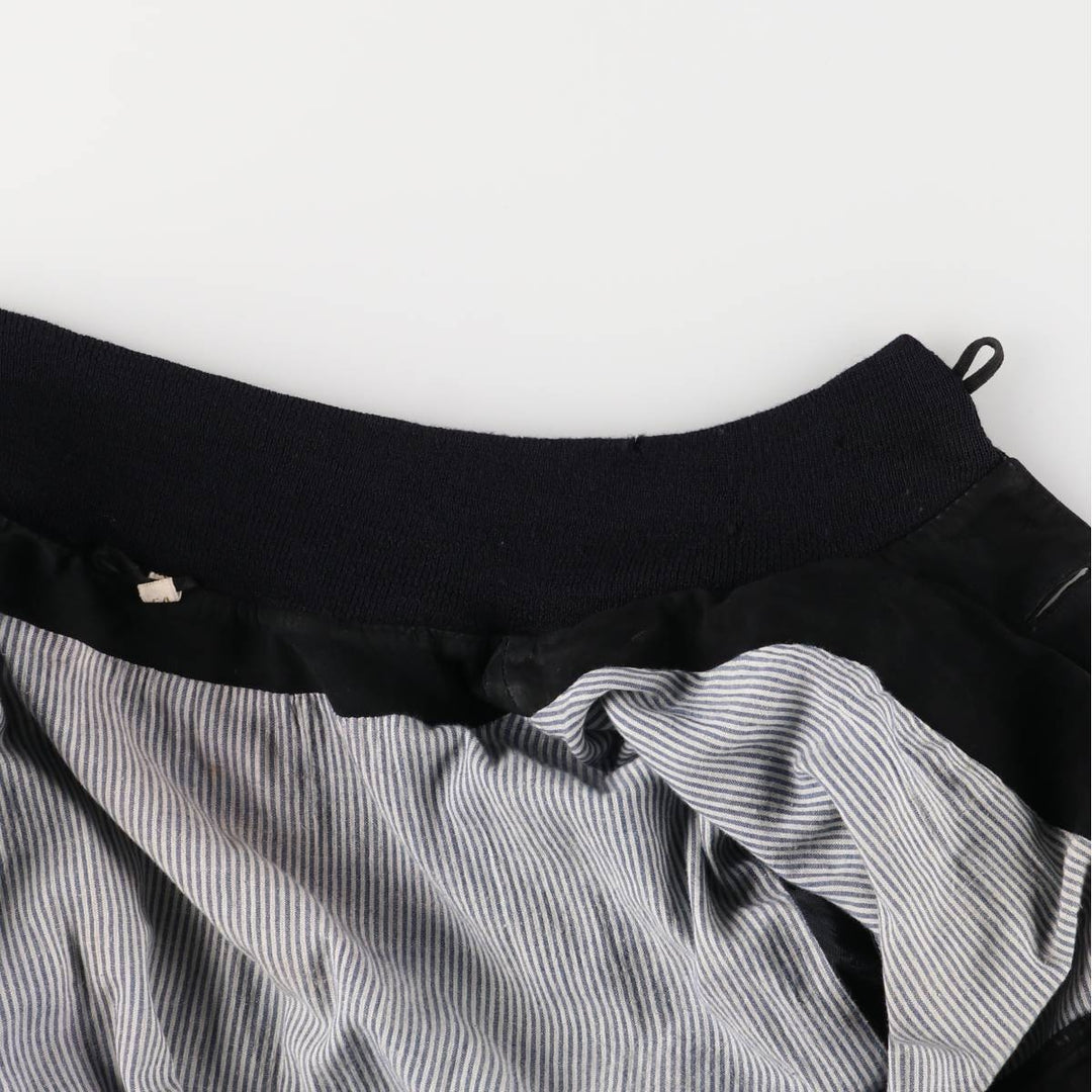 Stand-up collar suede leather blouson, men's size L unclear black type Vintage Second Hand