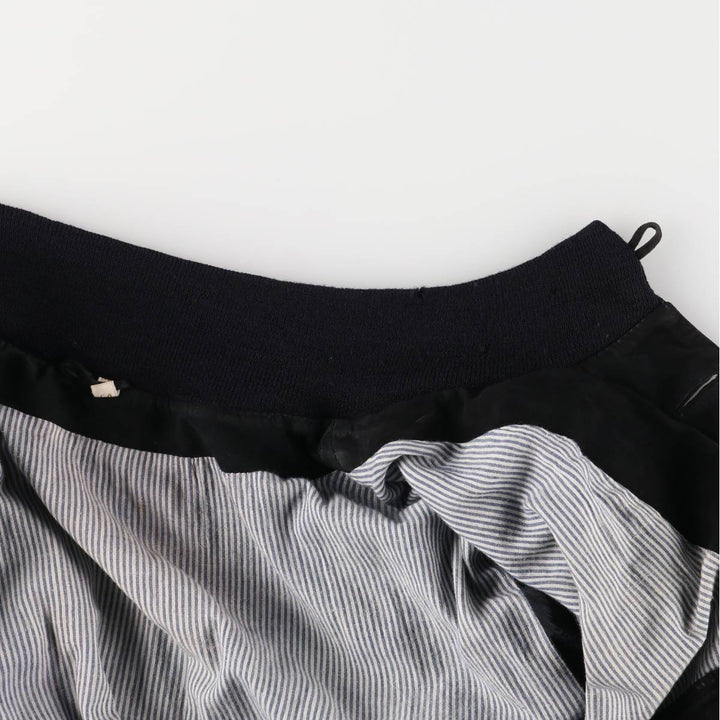 Stand-up collar suede leather blouson, men's size L unclear black type Vintage Second Hand