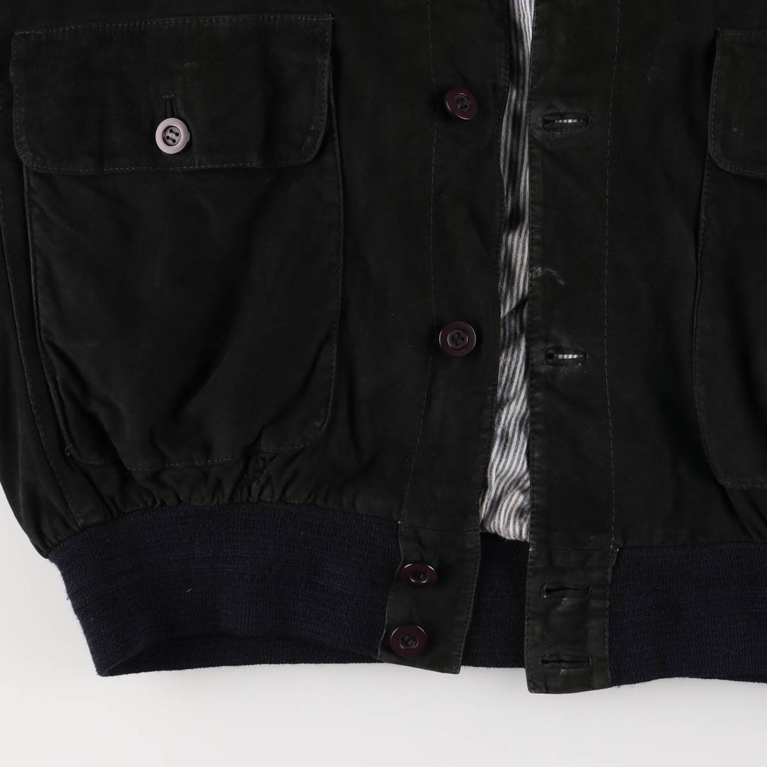 Stand-up collar suede leather blouson, men's size L unclear black type Vintage Second Hand