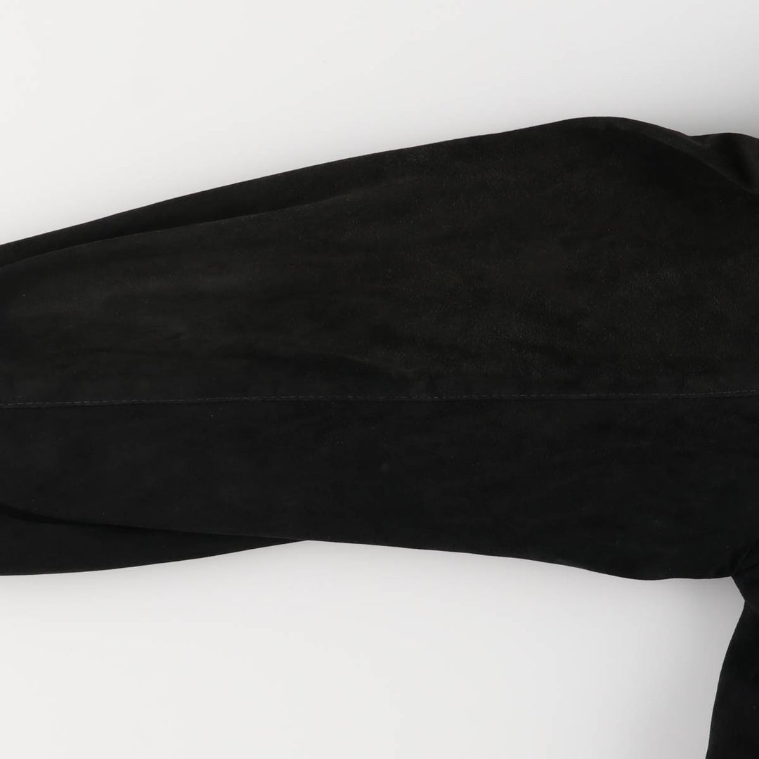 Stand-up collar suede leather blouson, men's size L unclear black type Vintage Second Hand