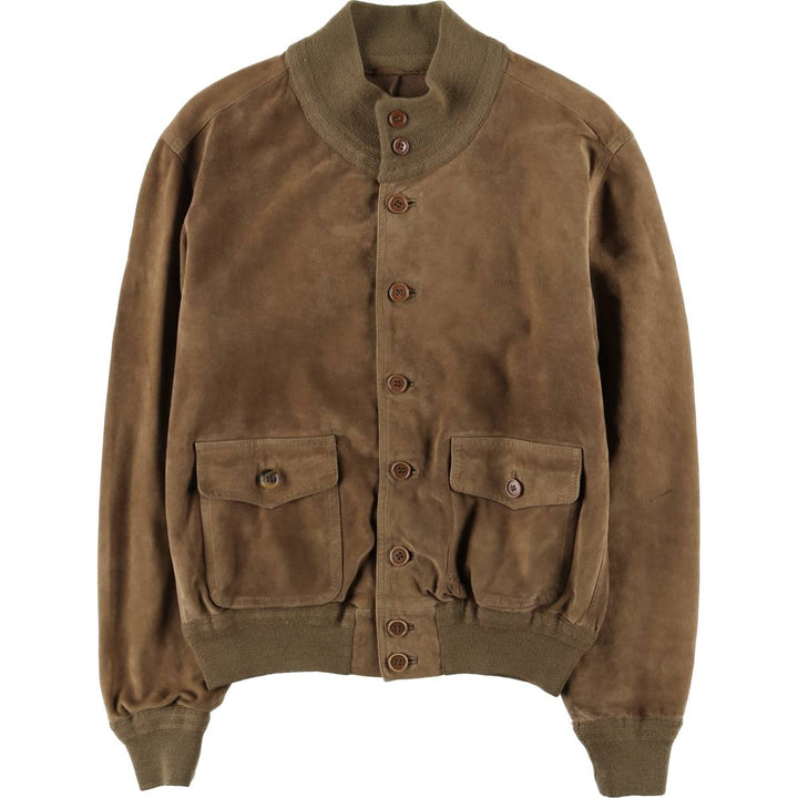 Bruno de Angelis MILANO stand-collar suede leather jacket in oversized sizes, equivalent to XXXL. unclear Khaki type brown Vintage Second Hand