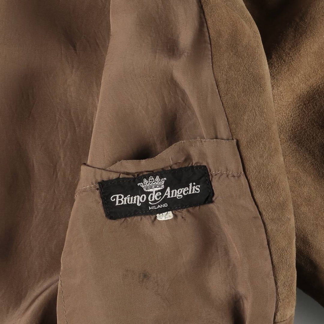 Bruno de Angelis MILANO stand-collar suede leather jacket in oversized sizes, equivalent to XXXL. unclear Khaki type brown Vintage Second Hand
