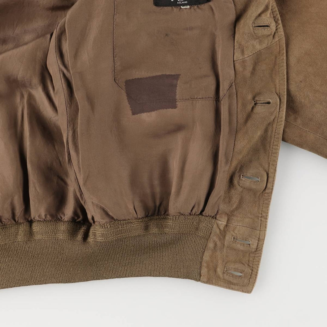 Bruno de Angelis MILANO stand-collar suede leather jacket in oversized sizes, equivalent to XXXL. unclear Khaki type brown Vintage Second Hand