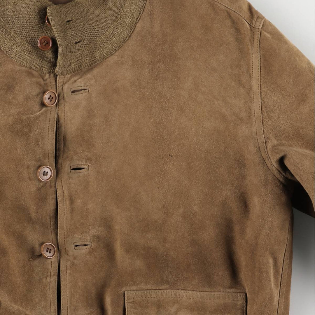 Bruno de Angelis MILANO stand-collar suede leather jacket in oversized sizes, equivalent to XXXL. unclear Khaki type brown Vintage Second Hand