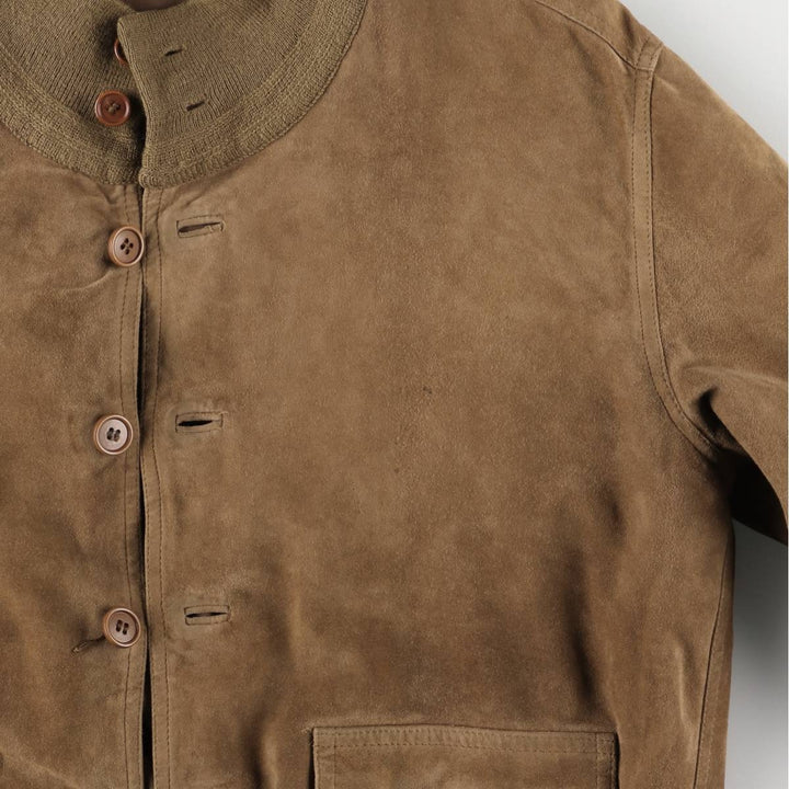 Bruno de Angelis MILANO stand-collar suede leather jacket in oversized sizes, equivalent to XXXL. unclear Khaki type brown Vintage Second Hand